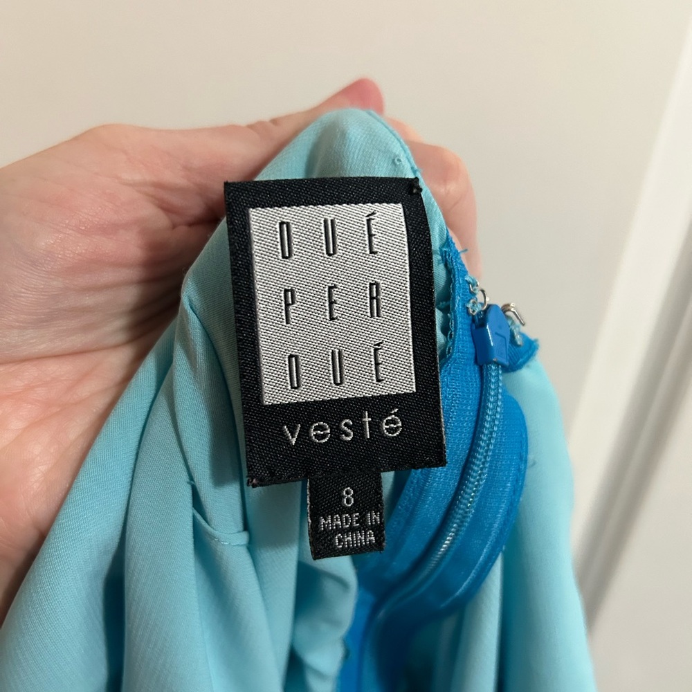 Oue‎ Per Oue Veste blue velvet burnout dress size 8 - Picture 4 of 11